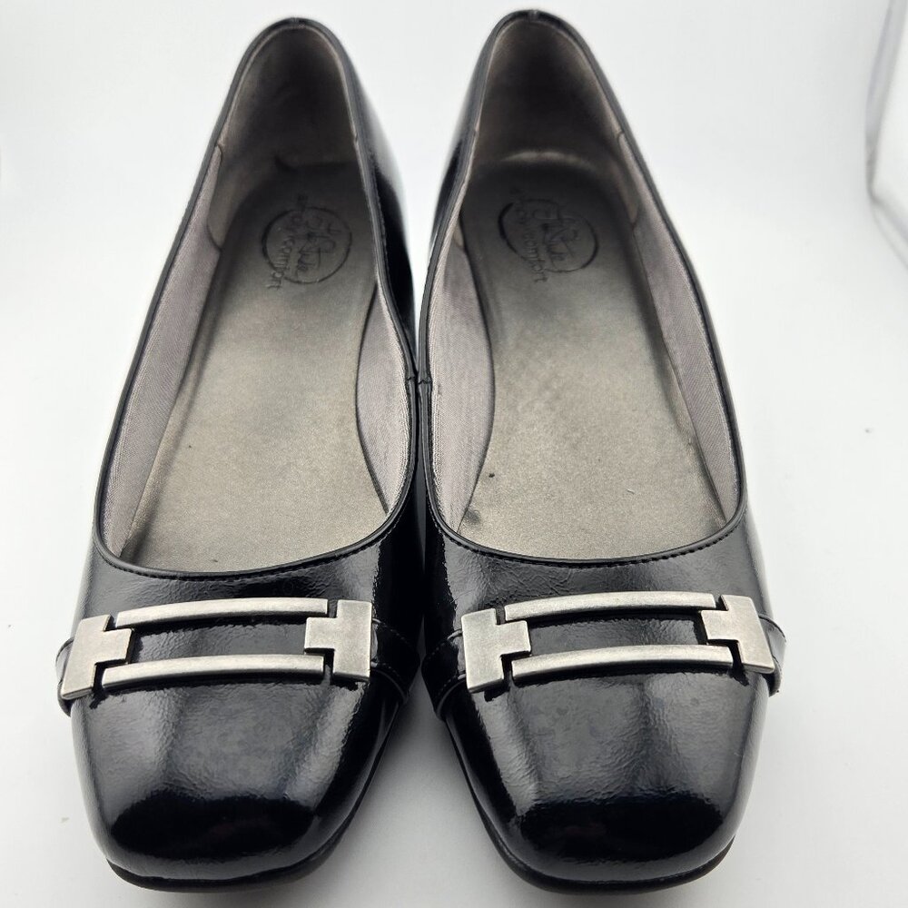Life Stride Black Low Wedge Horsebit Loafer 8M